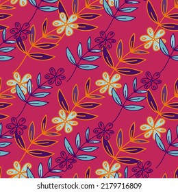 Hand drawn ditsy flower seamless pattern. Simple floral field endless wallpaper. Design for fabric, textile print, wrapping paper, cover, surface