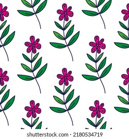 Hand drawn ditsy flower seamless pattern. Simple floral field endless wallpaper. Design for fabric, textile print, wrapping paper, cover, surface