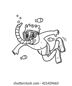 hand drawn diver