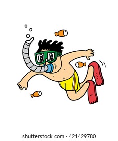 hand drawn diver