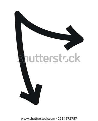 Hand drawn divided arrows down