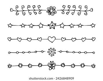 Hand drawn divider collection in black colour
