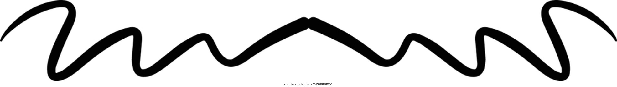 Hand drawn divider icon vector illustration design element of swish, swash, swoosh underline swirl squiggle stroke line
