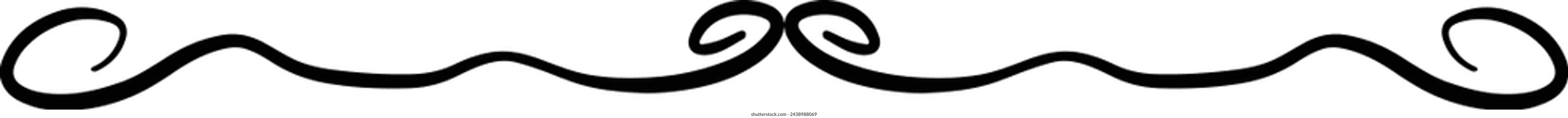 Hand drawn divider icon vector illustration design element of swish, swash, swoosh underline swirl squiggle stroke line
