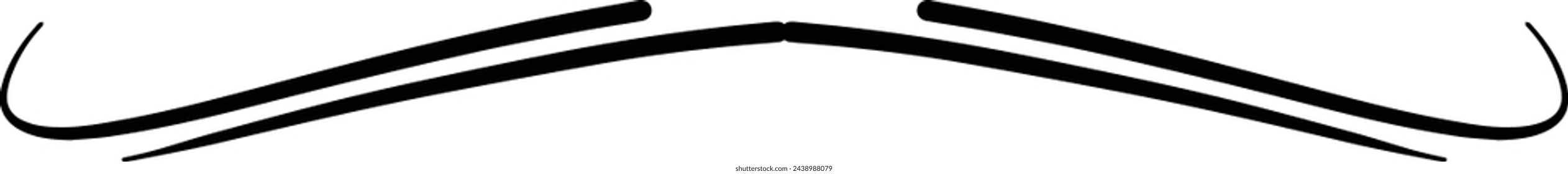 Hand drawn divider icon vector illustration design element of swish, swash, swoosh underline swirl squiggle stroke line
