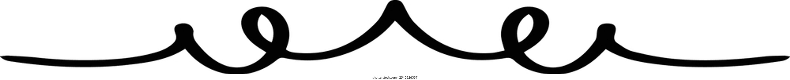 Hand drawn divider icon vector illustration design element of swish, swash, swoosh underline swirl squiggle stroke line
