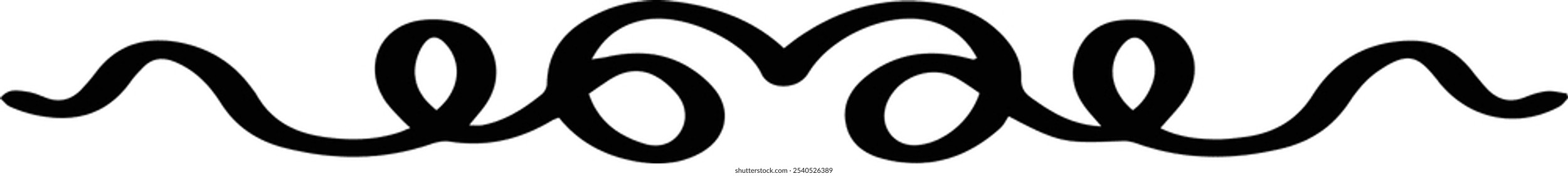 Hand drawn divider icon vector illustration design element of swish, swash, swoosh underline swirl squiggle stroke line
