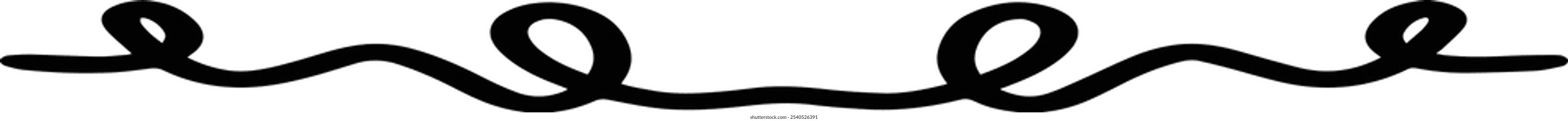 Hand drawn divider icon vector illustration design element of swish, swash, swoosh underline swirl squiggle stroke line
