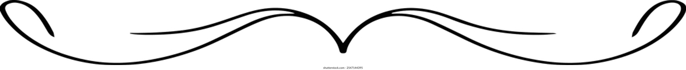 Hand drawn divider icon vector illustration design element of swish, swash, swoosh underline swirl squiggle stroke line