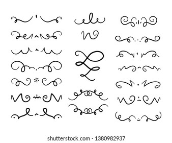Hand Drawn dividers collection - Different freehand forms isolated on white background. Vector illustration