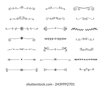 Hand drawn dividers and decorative separators. Divider ornament big set collection.