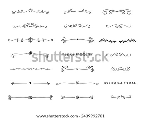 Hand drawn dividers and decorative separators. Divider ornament big set collection.