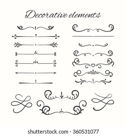 Hand drawn dividers set. Ornamental decorative elements. Vector ornate elements design.