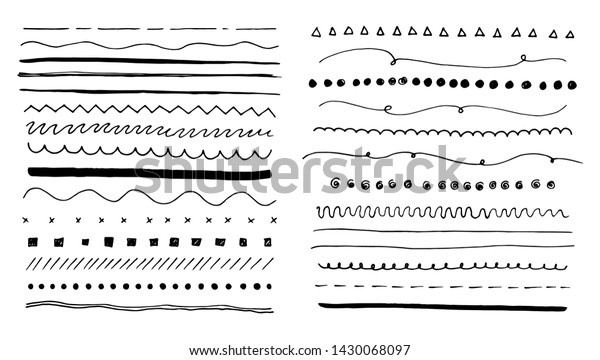 Hand drawn dividers set.\
Underline ink pen strokes, marker lines and doodle brushes\
collection