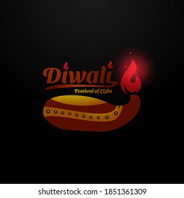 Hand drawn diwali concept design on black background