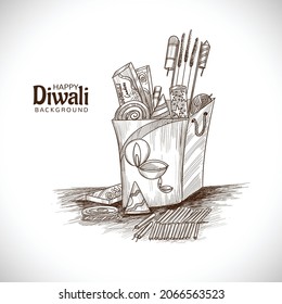 Hand Drawn Diwali Crackers Sketch Design