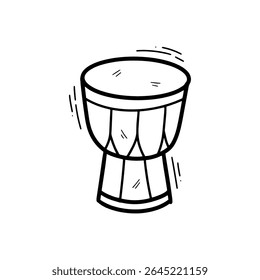 Desenhado à Mão Djembe Ilustração. Vetor Doodle. Isolado no plano de fundo branco - EPS 10 Vetor