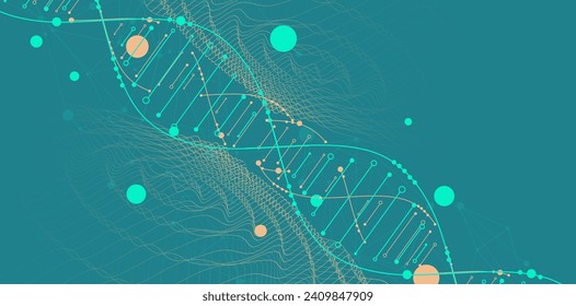 Hand drawn DNA abstract molecule. Medical science, genetic biotechnology, chemistry biology vector concept.