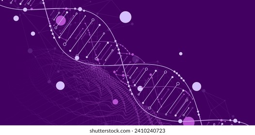 Molécula abstracta de ADN dibujada a mano. Ciencia médica, biotecnología genética, concepto de vector de biología química.