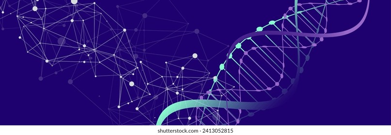 Hand drawn DNA abstract molecule. Medical science, genetic biotechnology, chemistry biology vector concept.
