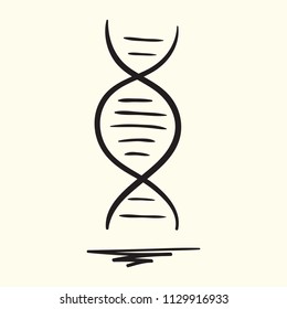 Hand Drawn DNA Spiral. Vector Illustration.