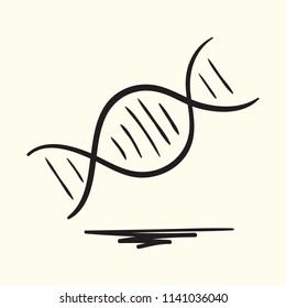 Hand Drawn DNA Spiral. Vector Illustration.