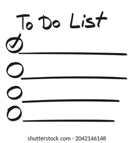 Hand drawn to do list. Doodle vector checklist for note. Lines with check boxes.