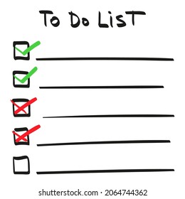 Hand drawn to do list. Doodle vector checklist for note. Lines with check boxes.