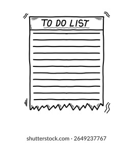 Hand drawn To Do List doodle sketch style vector illustration. Hand drawn sketch style memo page