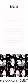 Hand drawn to do list. Modern abstract design. Red nails. White and black hands. Ivory background.