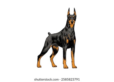 hand drawn doberman dog illustration