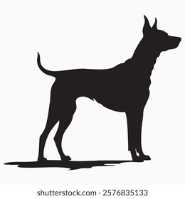 Hand drawn Dobermann dog silhouette