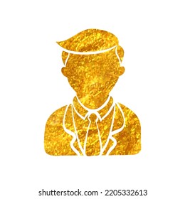 Hand Drawn Doctor Icon In Gold Foil Texture Vector Illustration