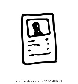 Hand Drawn document doodle. Sketch style icon. Decoration element. Isolated on white background. Flat design. Vector illustration.