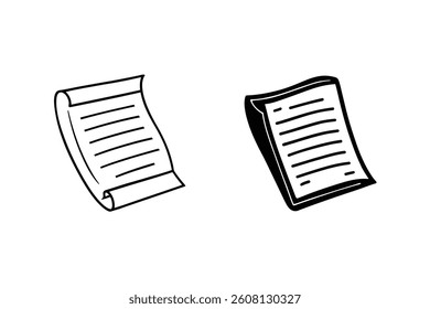 Hand Drawn Document Doodles With Lines And Curled Paper Edges Vector Clip Art