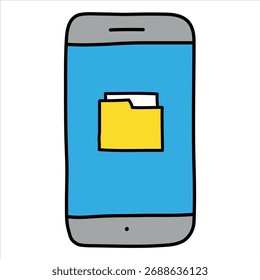 Icono de documento dibujado a mano. Icono de Vector de visualización de archivo de documento móvil.