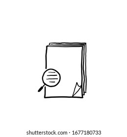 hand drawn Document inspection icon. Linear design symbol with thin line and doodle style vector style.