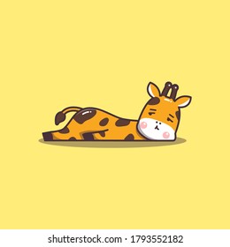 Hand Drawn Doddle Cute Kawaii Lazy and Bored Giraffe Dog Mascot.