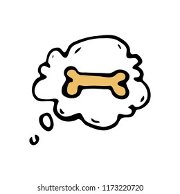 Hand drawn dog bone doodle. Color sketch pets icon. Decoration element. Isolated on white background. Vector illustration.