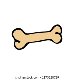 Hand drawn dog bone doodle. Color sketch pets icon. Decoration element. Isolated on white background. Vector illustration.