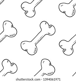 Hand Drawn dog bone doodle. Sketch style icon. Decoration element. Isolated on white background. Flat design. Vector illustration.
