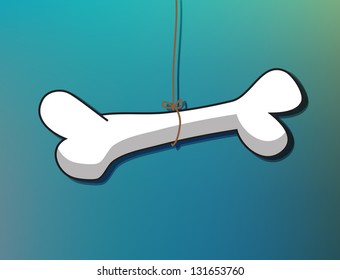 Hand drawn dog bone hanging in string, conceptual image