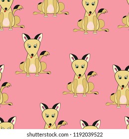 Hand drawn dog. Cute unicorn. Seamless pattern. Colorful vector pattern with cute unicorn. Vector illustartion.