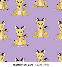 Hand drawn dog. Cute unicorn. Seamless pattern. Colorful vector pattern with cute unicorn. Vector illustartion.