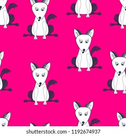 Hand drawn dog. Cute unicorn. Seamless pattern. Colorful vector pattern with cute unicorn. Vector illustartion.