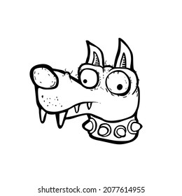 Hand drawn dog face, funny cartoon
