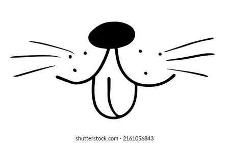 Hand drawn dog face in line style in black color