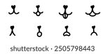 Hand drawn dog face with tongue hanging out. Dog tongue lick mouth and nose. Doodle happy cat face with open mouth. Icons set. Stock vector illustration isolated on white background.