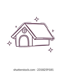 Hand Drawn Dog House. Doodle Vector Sketch Illustration