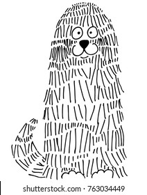 Hand drawn dog isolated on white background. Vector monochrome illustration. Perfect for invitations, greeting cards, postcard, fashion print, banners, poster for textiles.